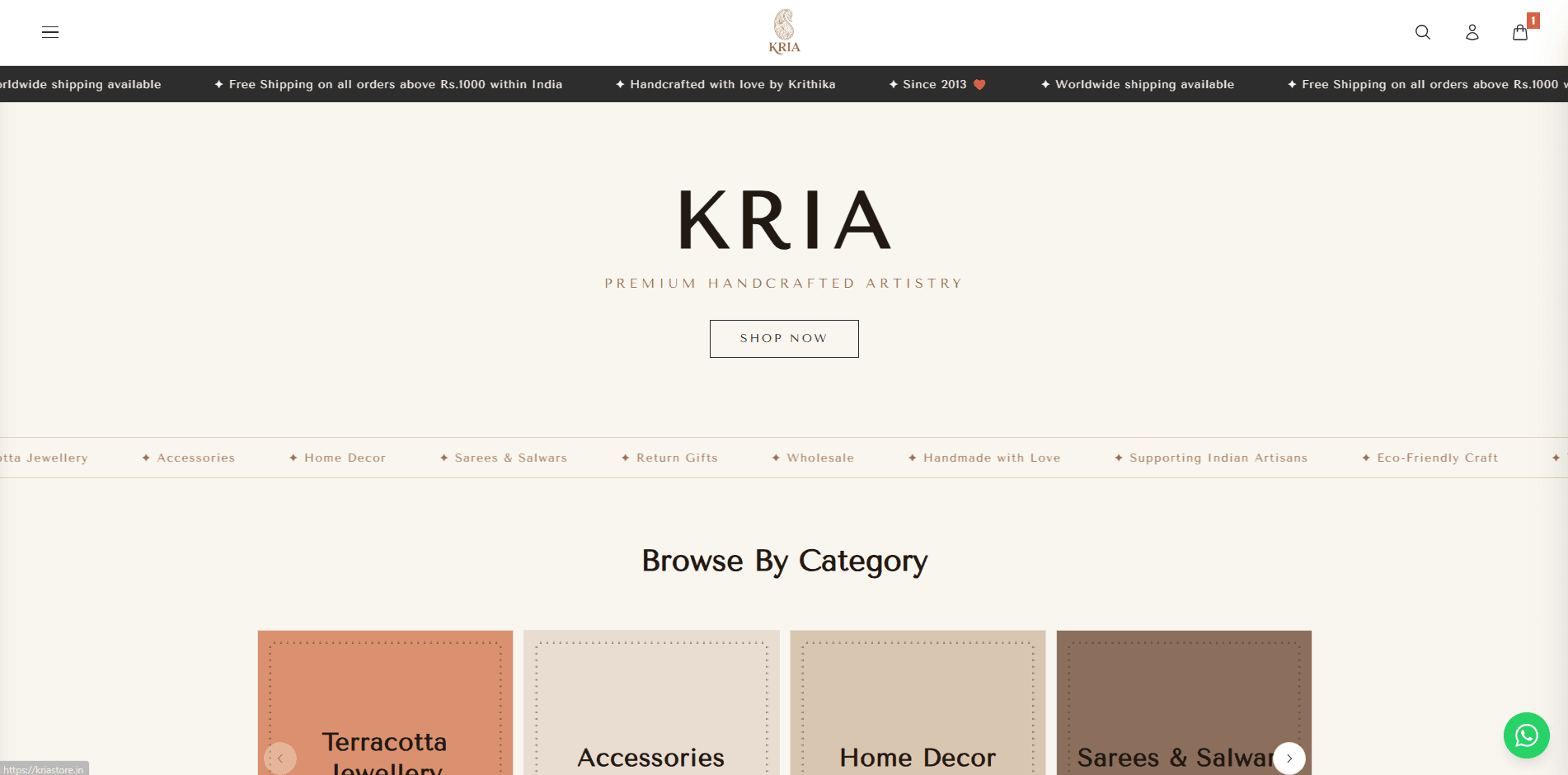 Kria website preview